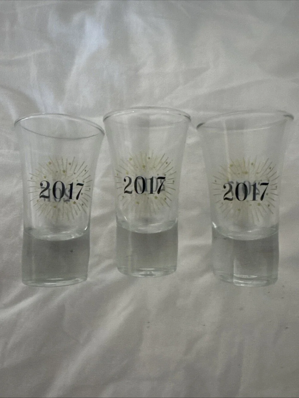 Tequila Shot Collector Glasses Gold And Black Lettering 2017 Set Of 3